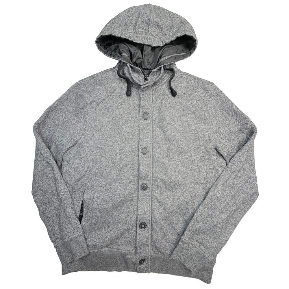 Angelo Litrico Crafted Goods Men's L Gray Hooded Button Front Jacket C&A